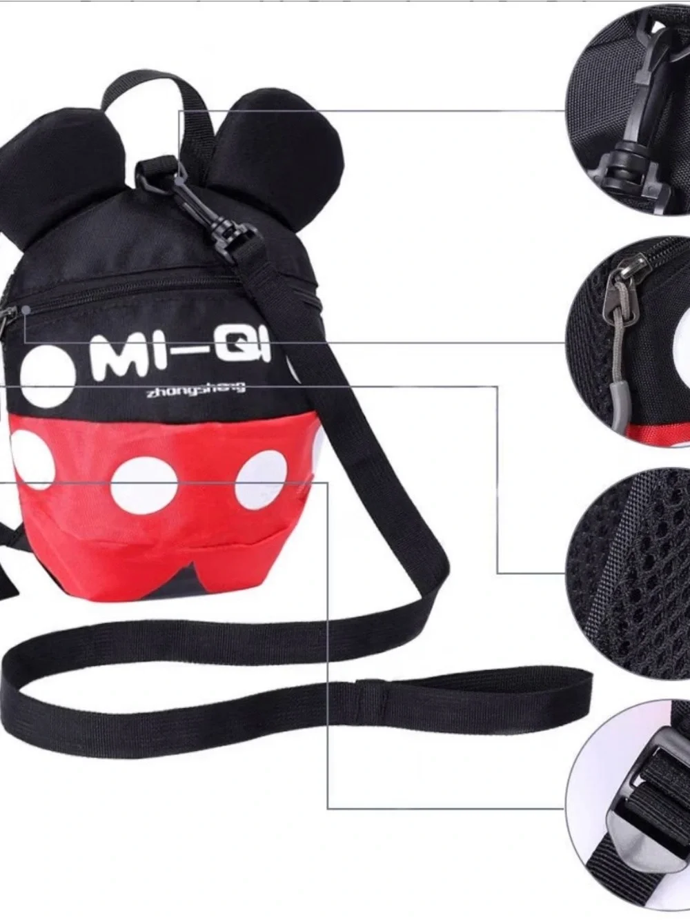 Disney Kids Black & Red Minnie Mouse Crossbody Bag with White Polka Dots